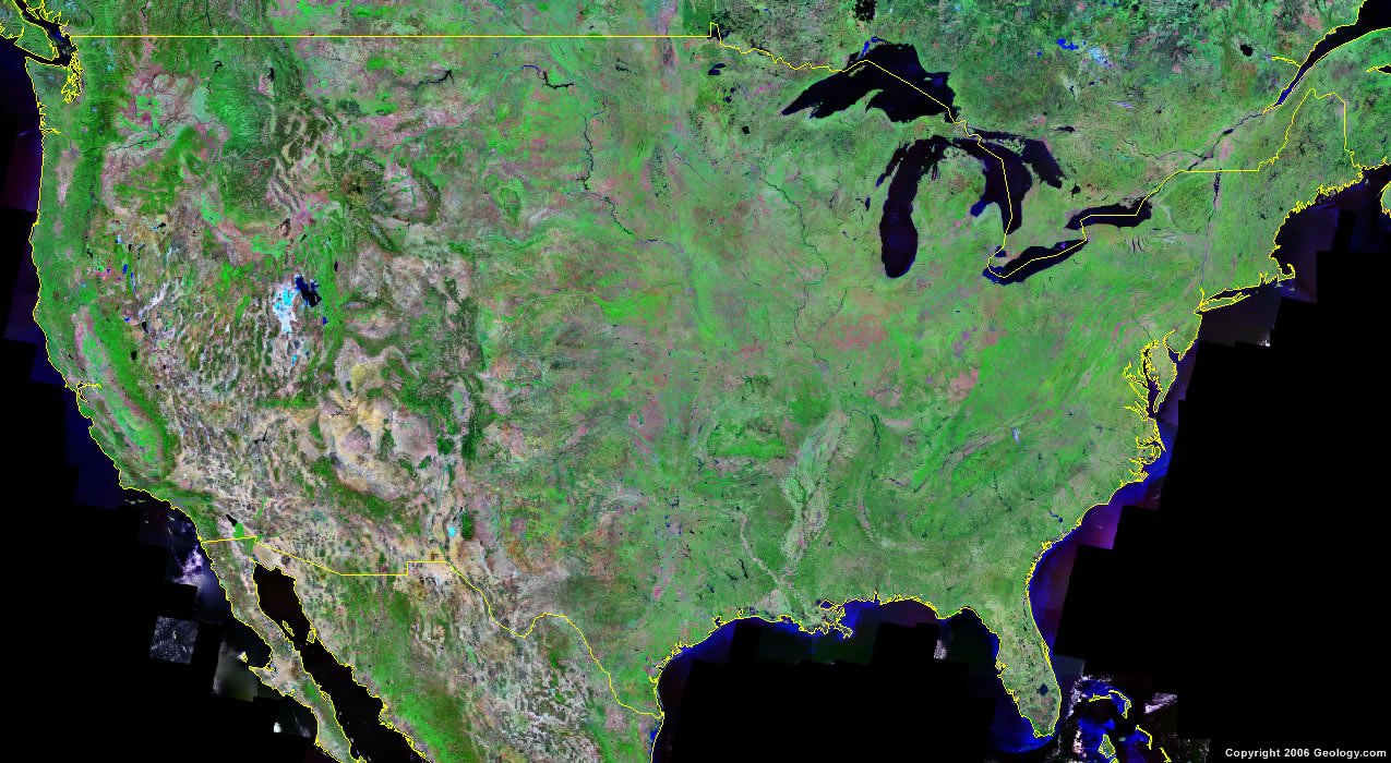 satellite image of the United States