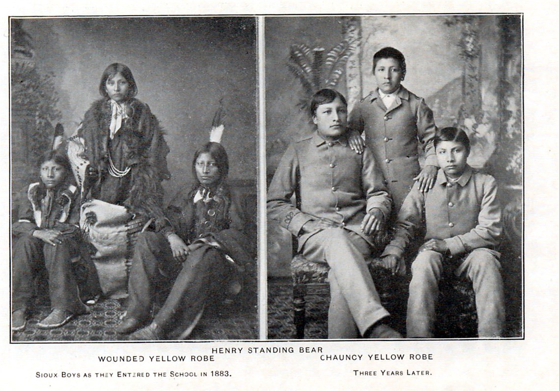 Three boys from the Carlisle Indian School, Pennsylvania.